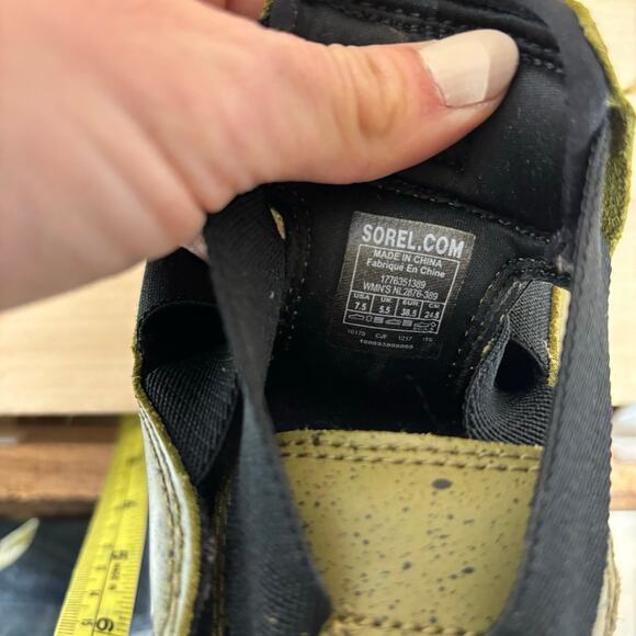 Sorel Women’s Explorer Gladiator Green Leather Gore Elastic Stretch Sandal 7.5 - Picture 9 of 11